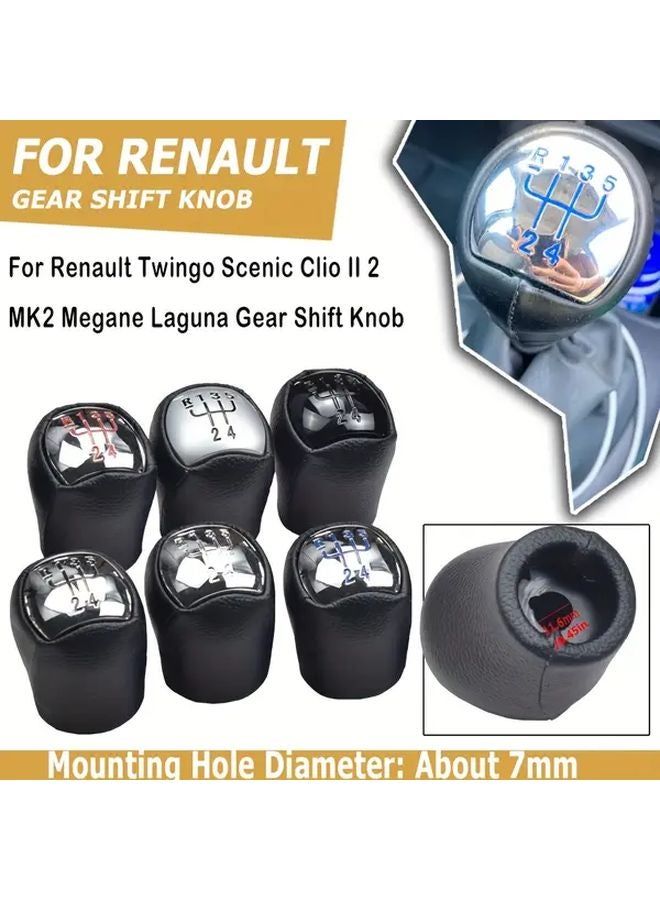Renault Clio 5 Speed Manual Gear Shift Knob Bright Silvery Cover Blue Lettering - Image 1